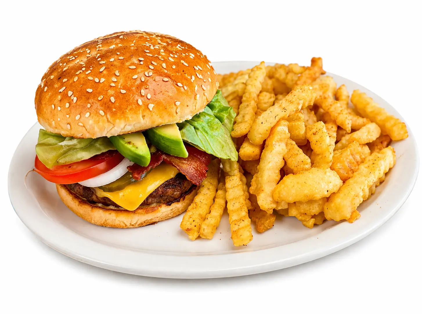 cheeseburger combo with fries on plate in Baldwin Park and East Los Angeles